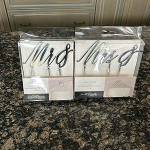 STYLE ME PRETTY SILVER CAKE TOPPER SILVER LOT OF 2 NWT